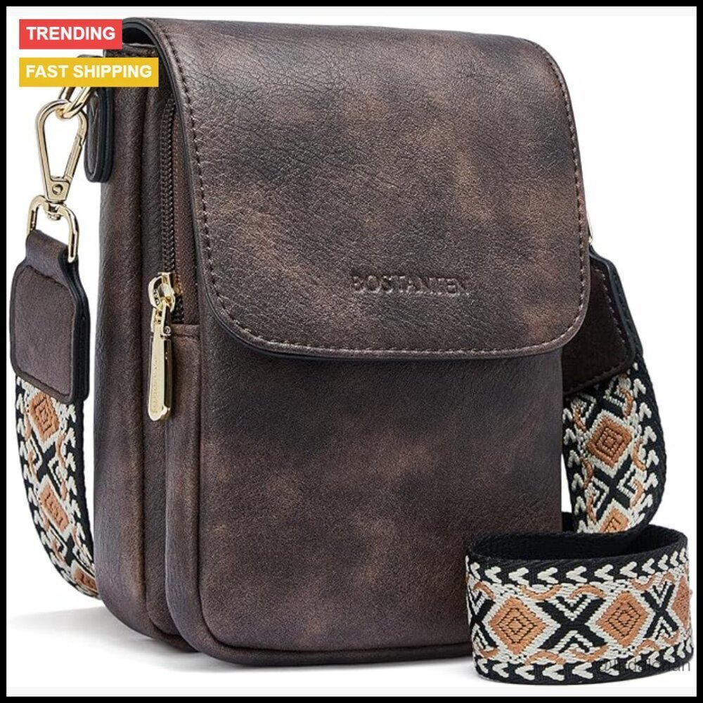 Faux Leather Crossbody Phone Purse Multi-Pocket Adjustable Strap Chic